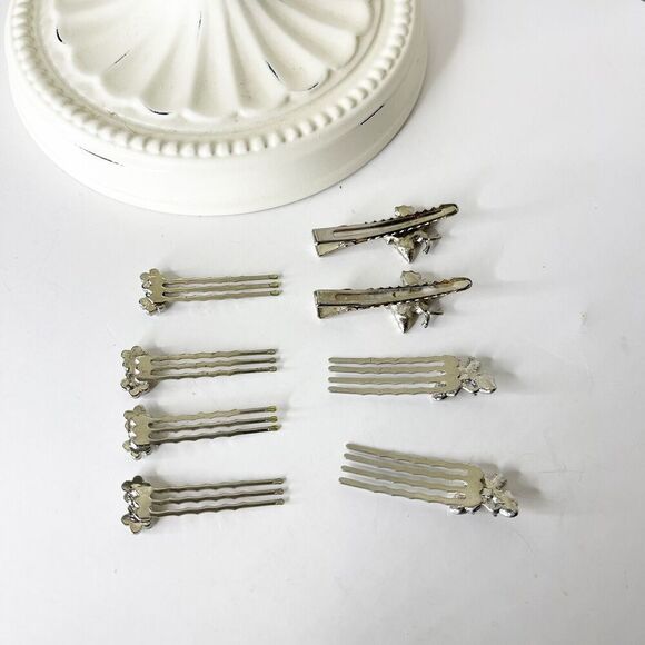 Lot of 8 Vintage Hair Accessories Wavy Bobby Pins Clips Rhinestone 90s Glam - Picture 14 of 16